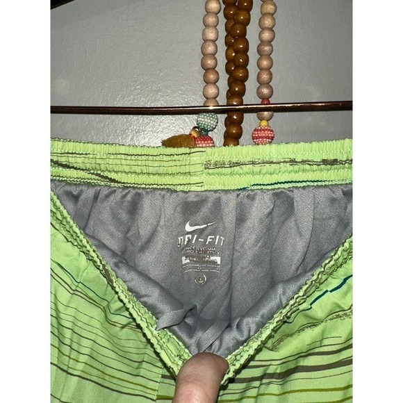 Nike Tempo Shorts Large Green Blue Dri-Fit Running Athletic Lined - Picture 2 of 3